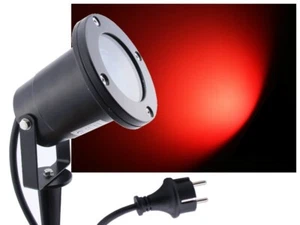 LED Außenstrahler Gartenstrahler 7W rot IP68 230V 1,5m Kabel + Stecker - Picture 1 of 5