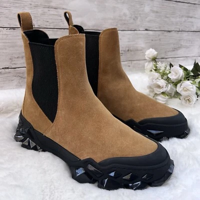 NEW Size 10 Womens Jimmy Choo Brown Diamond X Chelsea Suede Platform Ankle Boots - Image 1 of 4