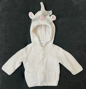 Suéter con Capucha BabyGap Bebé Niña 3/6M Tejido Unicornio Crema/Rosa - Imagen 1 de 10