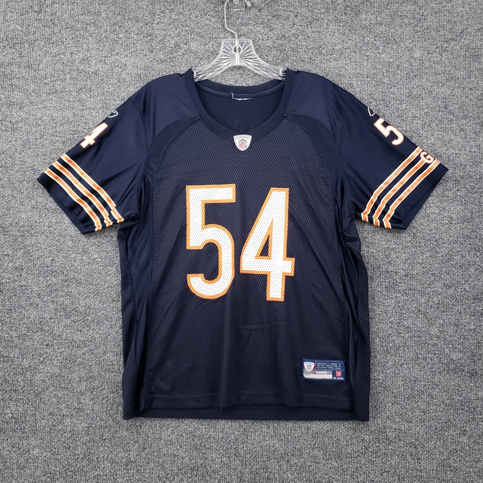 Camiseta deportiva de fútbol americano de Brian Urlacher de los Chicago Bears para mujer grande azul Reebok #54 NFL Foto 1 de 4