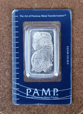 Barra de paladio PAMP Suisse de 1 oz .9995 paladio fino - sellada en tarjeta de ensayo Foto 1 de 2