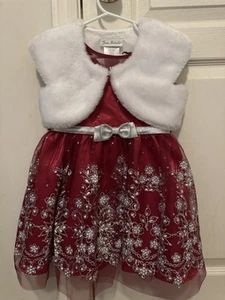 Jona Michelle Toddler Red Silver Sleeveless Holiday Dress, 2T Formal Christmas - Picture 1 of 4