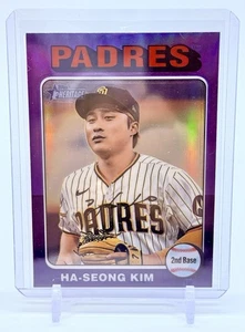 2024 Topps Heritage Chrome Ha-Seong Kim Purple Refractor #417 San Diego Padres - Picture 1 of 2