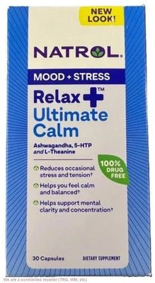 Cápsulas Natrol Relax+ Ultimate Calm Mood & Stress - 30ct CADUCIDAD: 26/06+ Foto 1 de 2