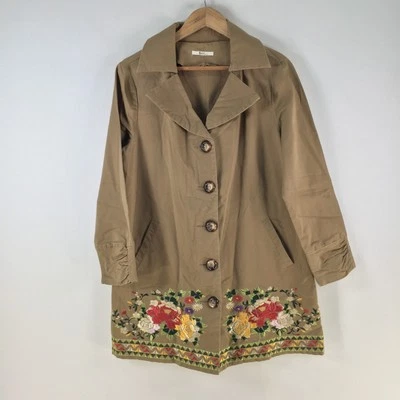 Echo Mujer Guisante Abrigo Chaqueta Talla L Caqui Marrón Manga Larga Cuello 114689 Foto 1 de 4