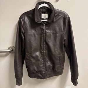 Mens Cole Haan Signature Faux Leather Jacket Size XS Dark Brown - Picture 1 of 6