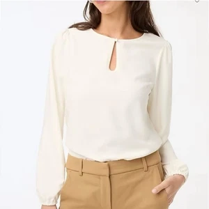 J. Crew Petite Puff-sleeve satin-back crepe top in Ivory Size SP PS NWT - Picture 1 of 7