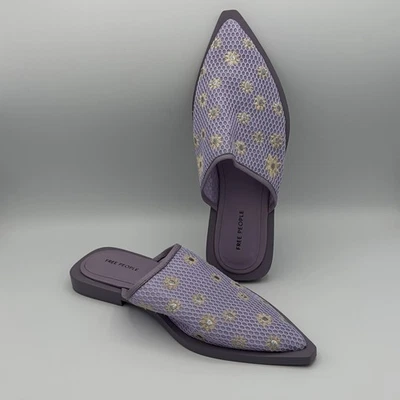 Mulas planas Free People Becky Davis Stormy lavanda talla 7 bordadas  Foto 1 de 4