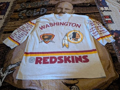 Sudadera Campeonato Washington Redskins 1990 Mediana Estampado Completo Larga Atrás Foto 1 de 4