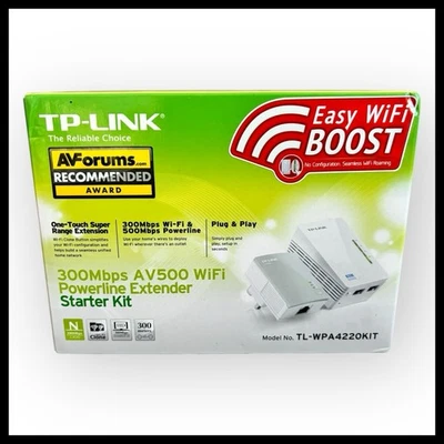 TP-LINK 300MBPS AV500 WIFI POWERLINE EXTENDER STARTER KIT ~ NEW ~ TL-WPA4220KIT - Image 1 of 4