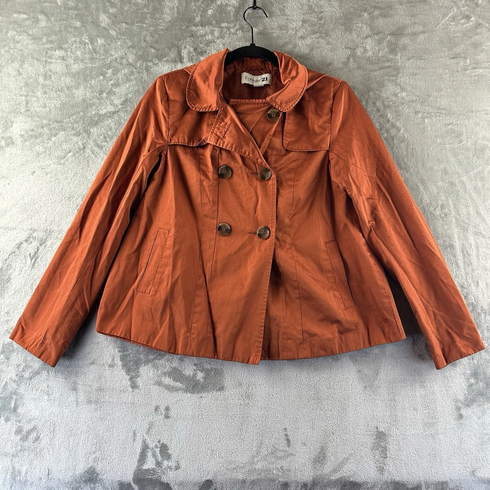 Forever 21 Pea Coat Women’s 4 Burnt Orange Flared Crop Swingy - Image 1 of 4