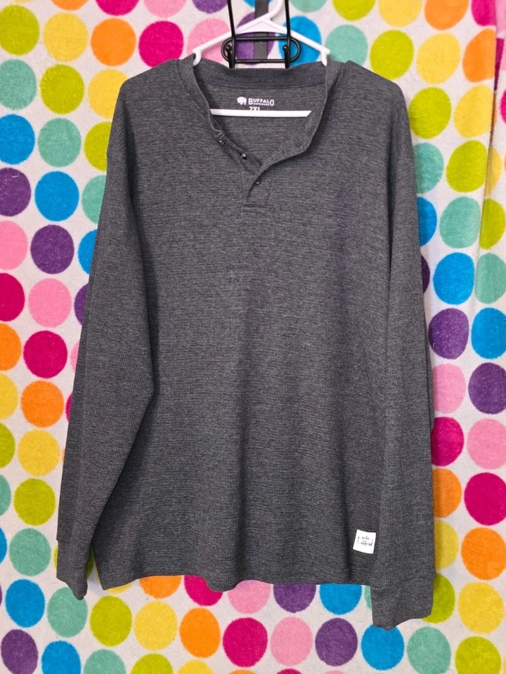 Camisa de manga larga Buffalo Outdoors® Workwear para hombre manga larga 3 botones Henley Foto 1 de 4