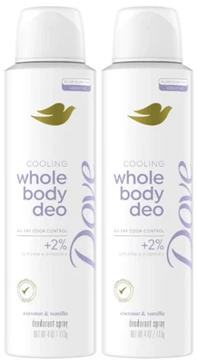 Dove Whole Body Cooling Spray Deodorant Coconut &Vanilla Aluminum-Free 4oz-2Pack - Image 1 of 2