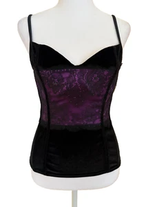 Victoria's Secret Sexy Little Things - Corsetto in pizzo e velluto nero/viola - 34C - Foto 1 di 13