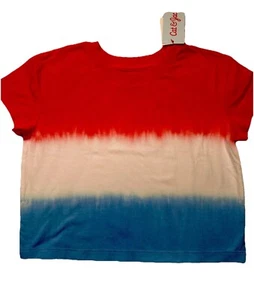 Cat & Jack Red Blue White Tie-Dye Tshirt Size Medium 8 Short Sleeve - Picture 1 of 9