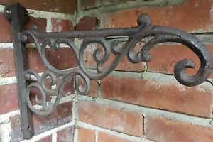Blumenampel Haken, Wandhaken Gusseisen, Garten Haken braun 30 cm - Bild 1 von 1