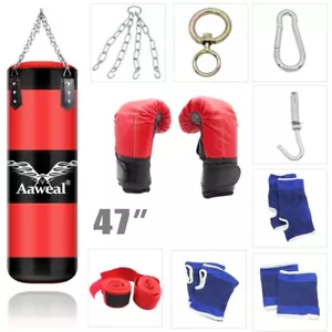 Heavy Boxing Punching Bag Training Gloves Set Kicking MMA Workout GYM - Picture 1 of 8