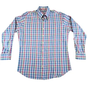 Camisa Peter Millar Abotonada Manga Larga Para Hombre Grande Azul Algodón A Cuadros - Imagen 1 de 14