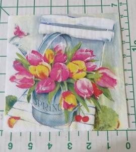 THREE DECORATIVE  LUNCH NAPKINS for DECOUPAGE "Spring Tulips" - Picture 1 of 9