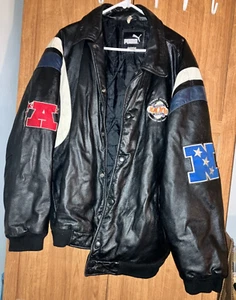 Super Bowl 35 Jacke Herren XL schwarz Puma NFL Football Winter schweres Leder Vintage - Bild 1 von 18