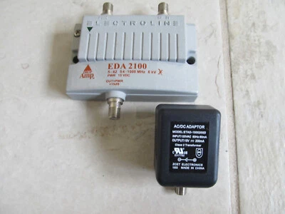 Drop Amp Electroline EDA-2100 Cable TV HDTV Antenna Signal Booster Amplifier - Image 1 of 4