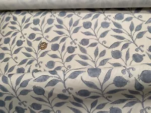 MORRIS & CO. 224490 Rosa Mosqueta Mineral Azul 80% Viscosa Mano Bloque Look Tela POR - Imagen 1 de 23