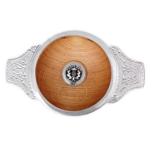 Wooden Scottish Clan Crest Toasting Quaich - MacDuff - Foto 1 di 4
