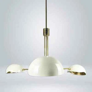 Mi Siècle Design Italien Spoutnik Lustre Laiton & Crème Orb Plafonnier Lampe - Photo 1 sur 4