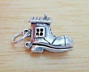 Sterling Silber beweglich 18x13x7mm alte Frau in einem Schuh Charm - Bild 1 von 6