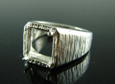 6027 STERLING SILVER MANS RING SETTING, 10X8 EMERALD CUT FACETED GEMSTONE, SZ, 9 - Image 1 of 4