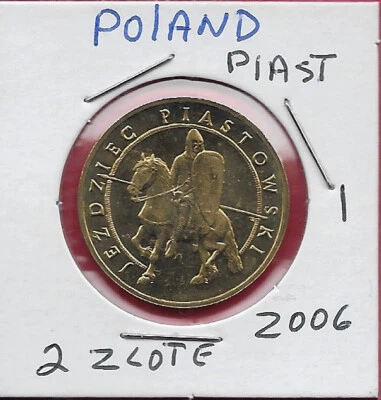 POLAND 2 ZLOTE 2006 UNC 1 YEAR TYPE,THE PIAST HORSEMAN,CROWNED EAGLE WITH WINGS - Image 1 of 2