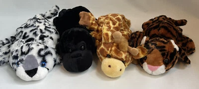 Lot 4 Caltoy Plush Zoo Wild Animals Hand Puppets Tiger Giraffe Gorilla Leopard - Image 1 of 4