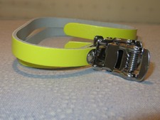 Bicycle Buckle Leather Toe Straps in Yellow  - New