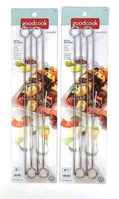 Set Of 2 Good Cook Flat-Sided (Prevents Twisting) Metal Skewers 4-Pack BPA Free - Image 1 of 4