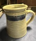 Handcrafted Artist Signed Pottery Coffee Mug Green Blue Dip Glaze Vintage