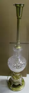 Vintage Crystal and Brass Lamp 30" Tall - Picture 1 of 10