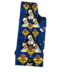 Bud Ice Penguin Dooby Dooby Doo Cartoon Neck Work Tie Vintage 90s Budweiser Beer - Picture 1 of 3