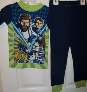 Star Wars Clone Green With Navy 2 Piece Set Long Pajama PJ Boys Size 4 NWT - Picture 1 of 1