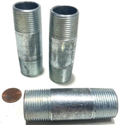 (Qty-3)  Male Rigid Galvanized Conduit Nipple 3/4" x 3" Threaded Connection - Image 1 of 2