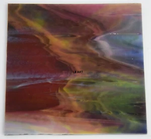 3026.30 CRANBERRY, KÖNIGSBLAU, GRÜN, WEISS STREIFEN 4 Zoll x 4 Zoll BULLSEYE GLAS 90 COE - Bild 1 von 8