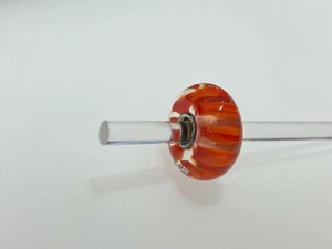 Authentic Trollbeads Unique Glass Brand New Charms Clear Coral Stripe 61434 - Picture 1 of 2
