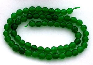 7mm Round Agate Faceted Round Medium Dark Green AA Bead Strand 15" Strand AB26 - Picture 1 of 1
