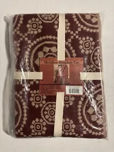 Vintage VHC The Woven Collection Medallion Burgandy Tan Throw 50x60 ~ Brand New - Picture 1 of 4