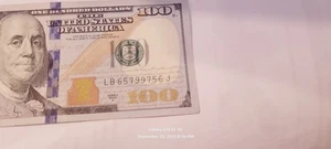 Radar $100 Dolars Fancy Serial Number Lb 65799756 J Year 2009 - Picture 1 of 7