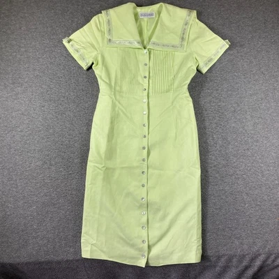 Vestido Vintage Jessica Howard Botón Frontal Mujer Grande L Verde Cuello Marinero Foto 1 de 4