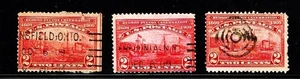1909 U.S.CLASSIC 2c Carm Hudson-Fulton LOT OF 3 Sc#372 Used Fancy Cancels - Picture 1 of 1
