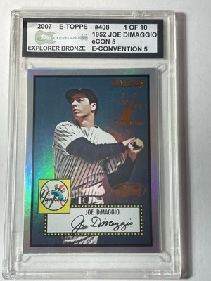 2007 E-TOPPS #408 JOE DIMAGGIO E-CONVENTION PROMO CARD Silver Foil #1 OF 10 - Image 1 of 3