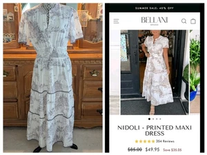 Neu ohne Etikett $ 85 Boutique BELLANI-Markenkleid 2XL weiß taupe Toile Midi-Länge Stufen  - Bild 1 von 14
