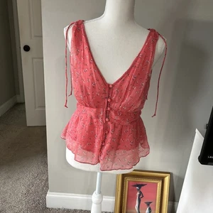 Abercrombie & Fitch Tanktop transparent geknöpft Blumen Gr. M - Bild 1 von 16