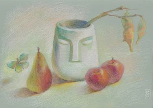 original drawing A3 11YAG artwork pastel modern still life - Picture 1 of 3